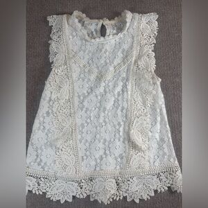 Elegant Lace Sleeveless Top - Cream
